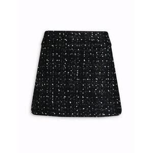 NWT Alice + Olivia Mini Donald Boucle Tweed Mini Skirt Black Metallic Size 4